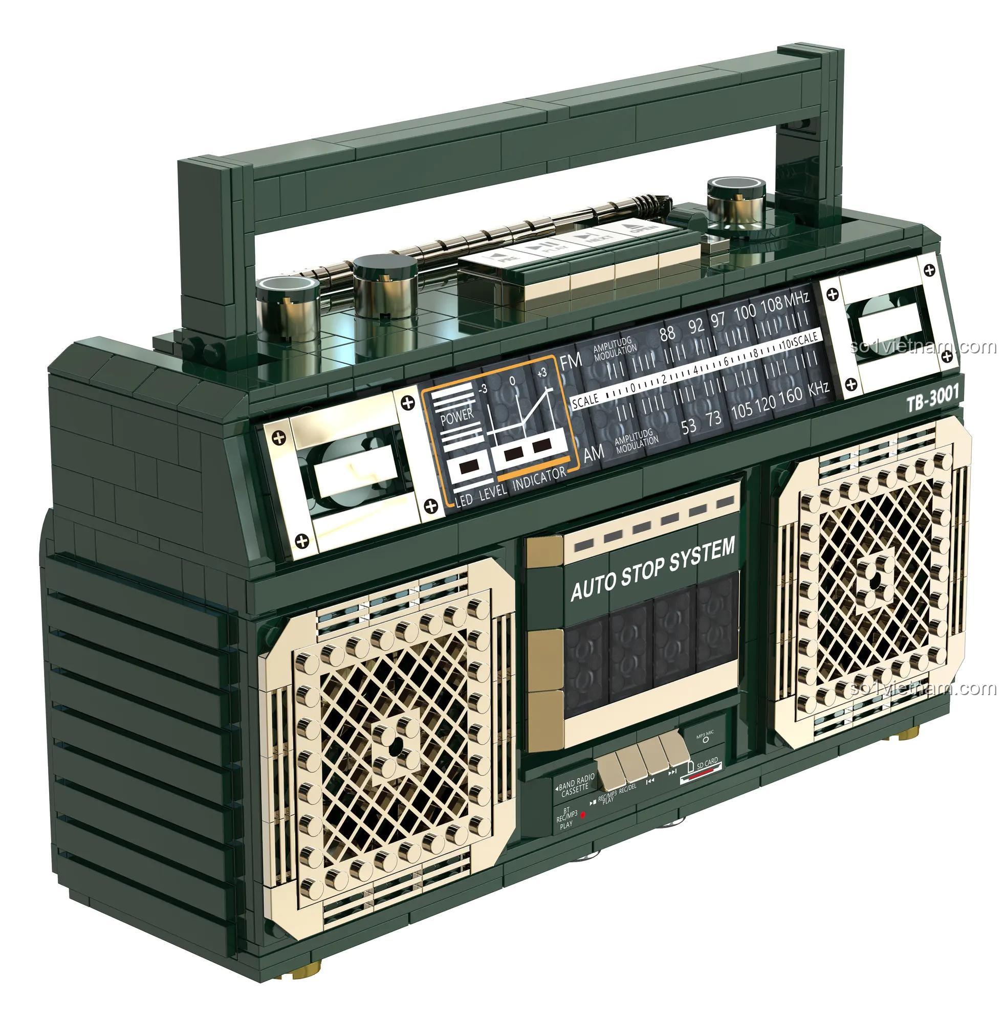 SugerBox TB3001 Đài Radio Cổ Điển màu xanh lá, mô hình đài cassette chức năng, chất lượng đảm bảo, hợp túi tiền cho con trai 14 tuổi