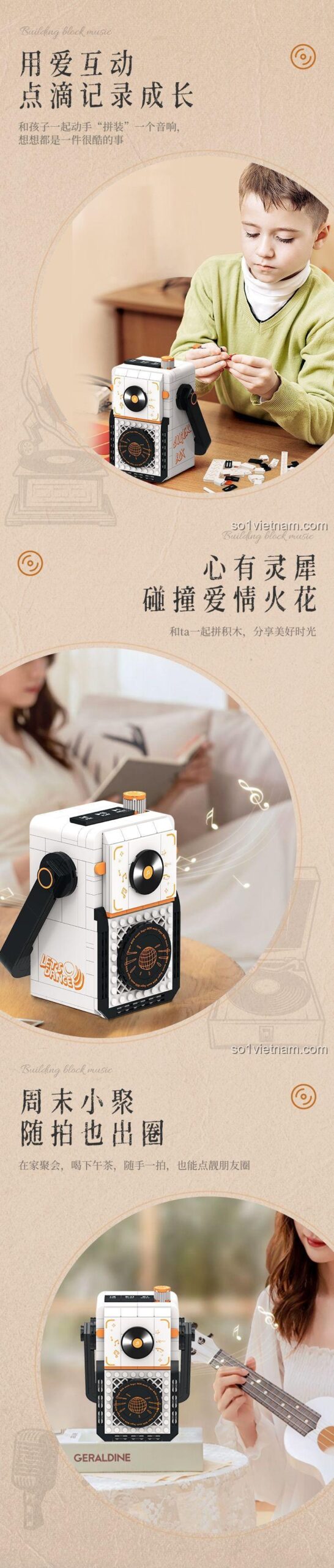 Bộ Lắp Ghép Âm Thanh Bluetooth Sáng Tạo SugerBox TB3001-10 - Loa Bluetooth Trang Trí