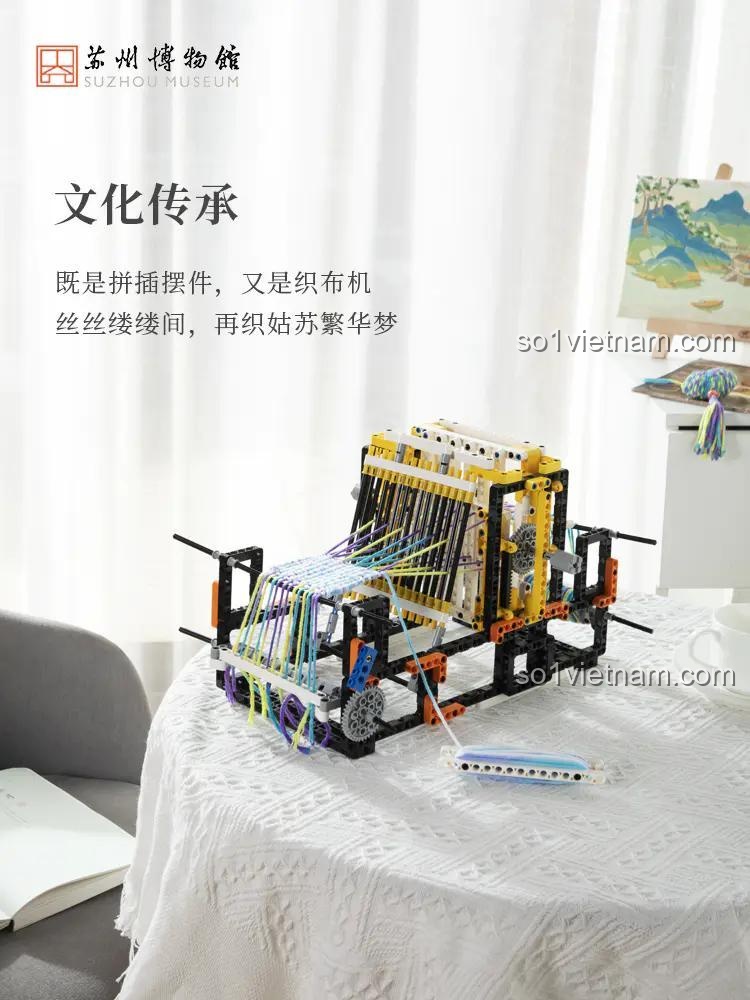 Máy dệt Suzhou Museum H3A320, bộ lắp ghép máy dệt vải thật, đồ chơi giáo dục cho con trai 14 tuổi.