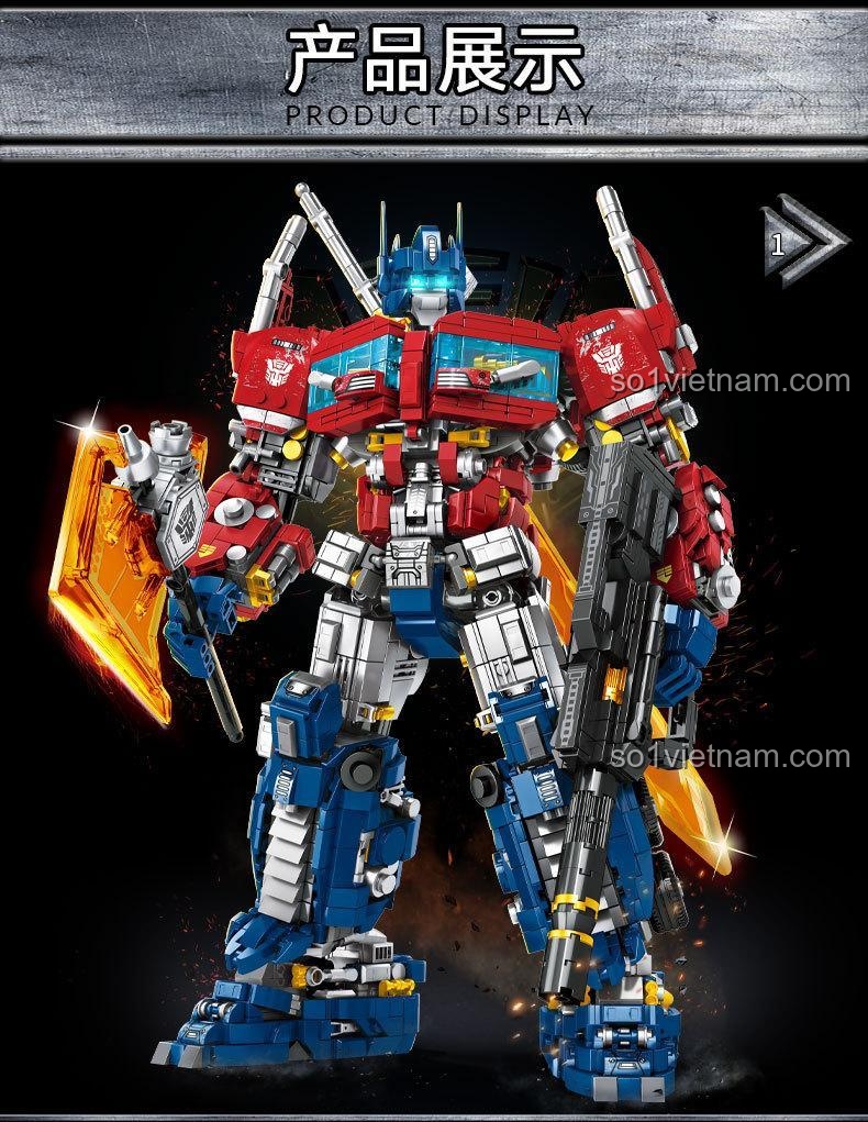 Đồ chơi mô hình Optimus Prime 9207 sau khi lắp ráp hoàn thiện, chi tiết sắc nét, màu sắc sống động.