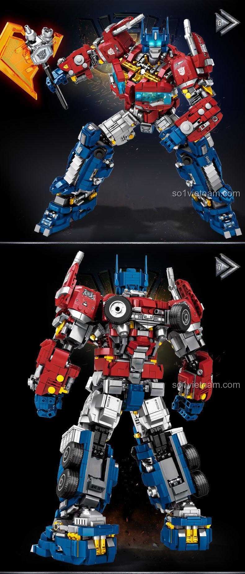 Bộ lắp ráp TANK 9207 cho phép tạo nhiều tư thế hùng dũng với kiếm và rìu nhờ hệ thống khớp linh hoạt.