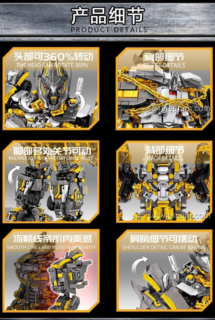 Các chi tiết cử động linh hoạt của đồ chơi mô hình TANK 9211, đầu xoay 360 độ.