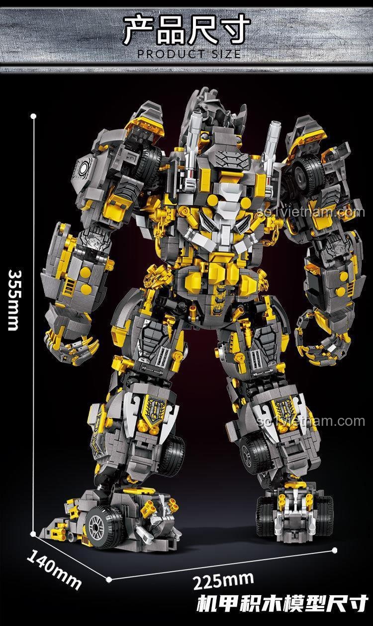 Kích thước thực tế của mô hình TANK 9211 sau khi lắp ráp, cao 35.5cm.