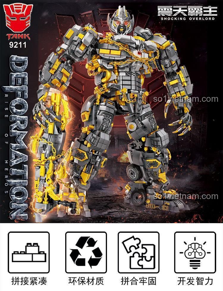 Tính năng nổi bật của đồ chơi lắp ghép Robot biến hình Megatron 9211, chất liệu an toàn, khớp nối chắc chắn.