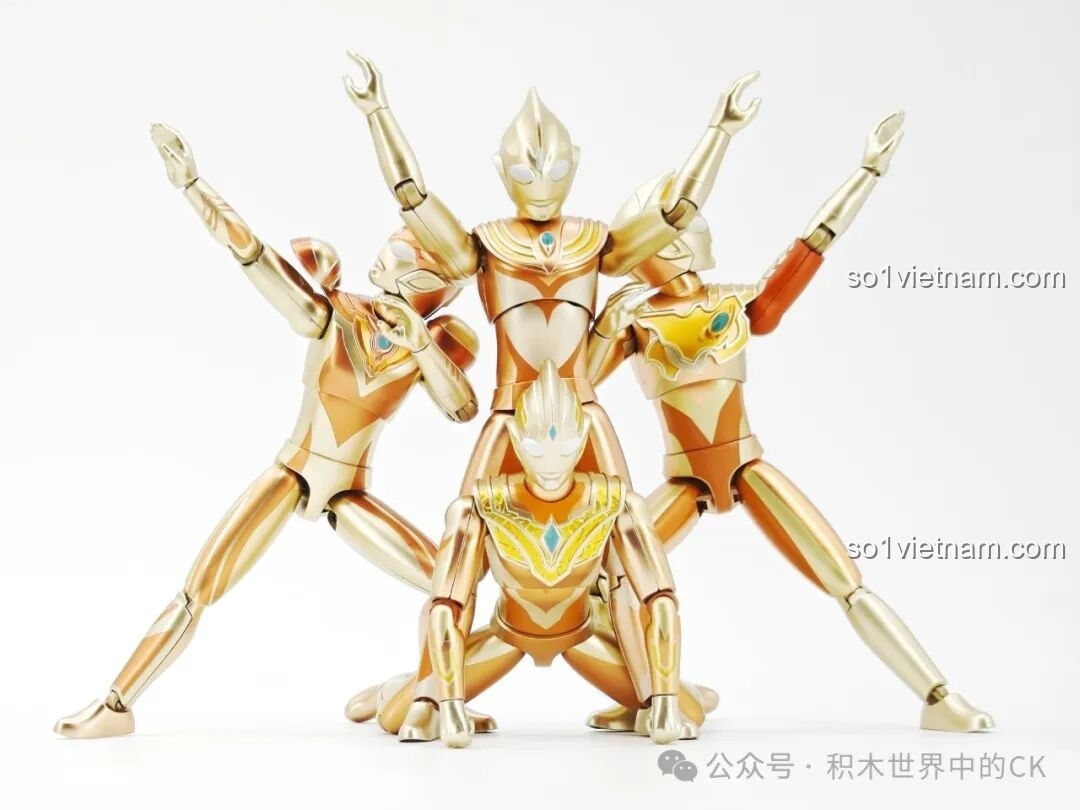Tạo dáng vui nhộn như nhóm nhạc thần tượng với bộ 4 figure hành động Ultraman lắp ráp cho bé từ 8 tuổi.