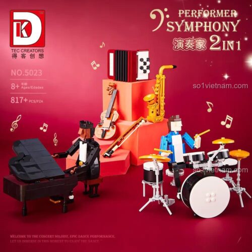 bộ lắp ghép TEC CREATORS 5023 Dàn Nhạc Giao Hưởng Performer, mô hình 2 trong 1, các nhạc cụ và nhạc công, phù hợp bé trai bé gái 8 tuổi, giá rẻ.