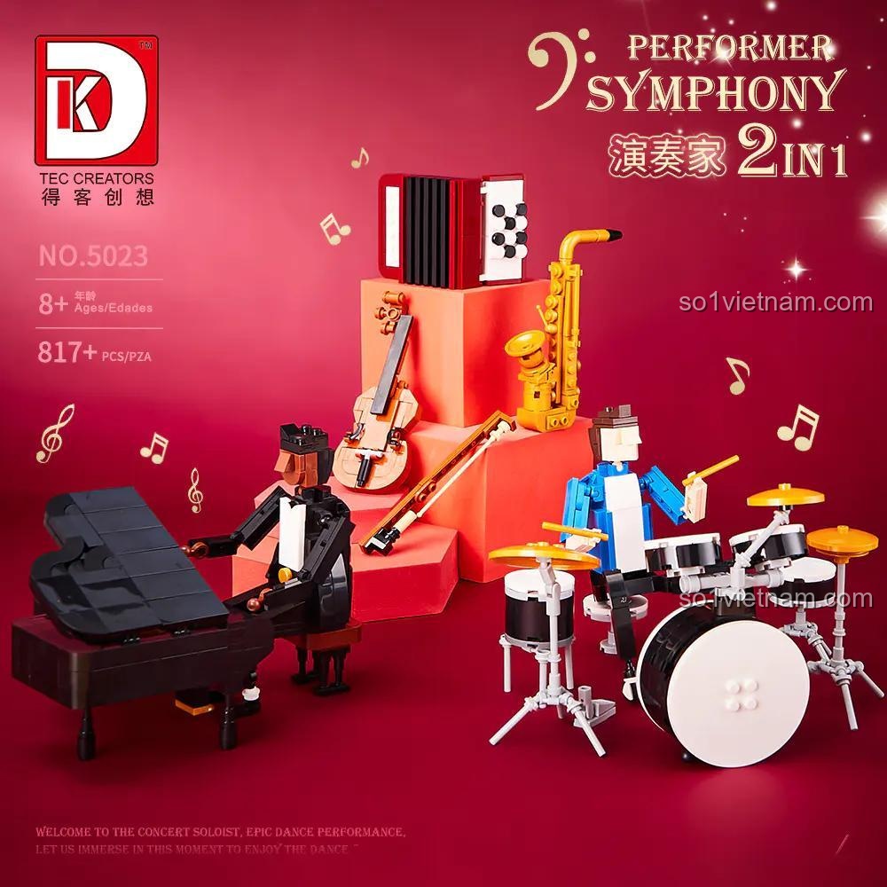 bộ lắp ghép TEC CREATORS 5023 Dàn Nhạc Giao Hưởng Performer, mô hình 2 trong 1, các nhạc cụ và nhạc công, phù hợp bé trai bé gái 8 tuổi, giá rẻ.