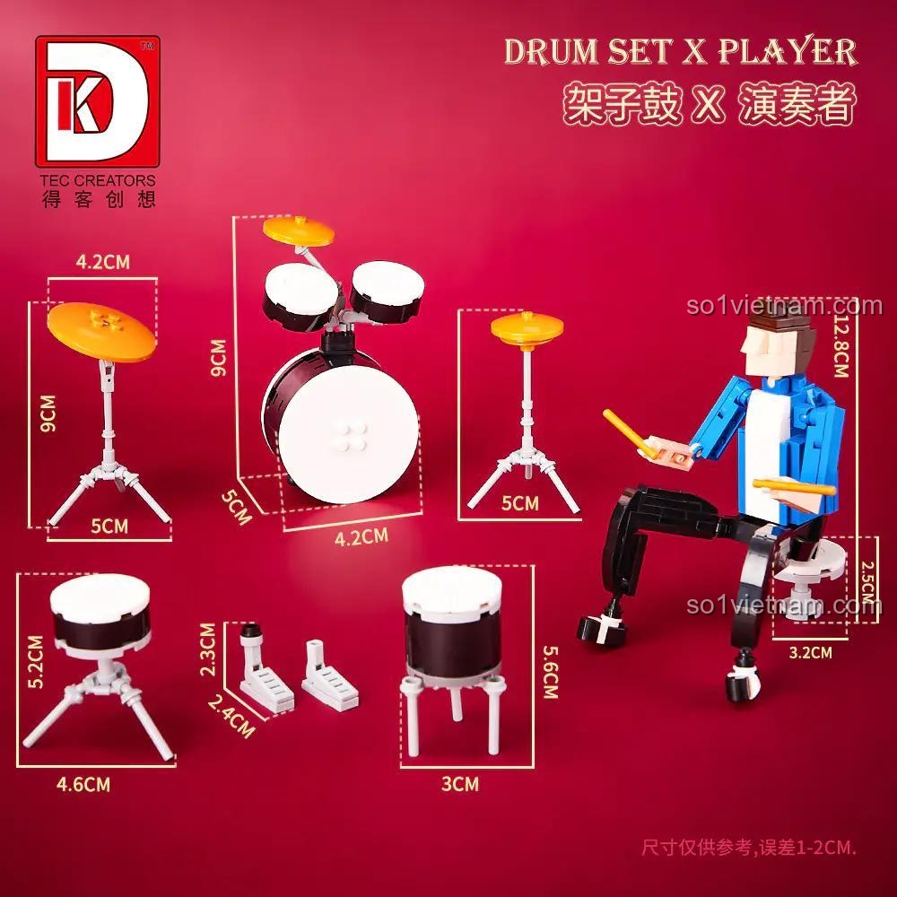 Dàn Nhạc Giao Hưởng Performer TEC CREATORS 5023, mô hình trống và nhạc công với kích thước chi tiết, phù hợp bé trai bé gái 8 tuổi, giá trị cao.