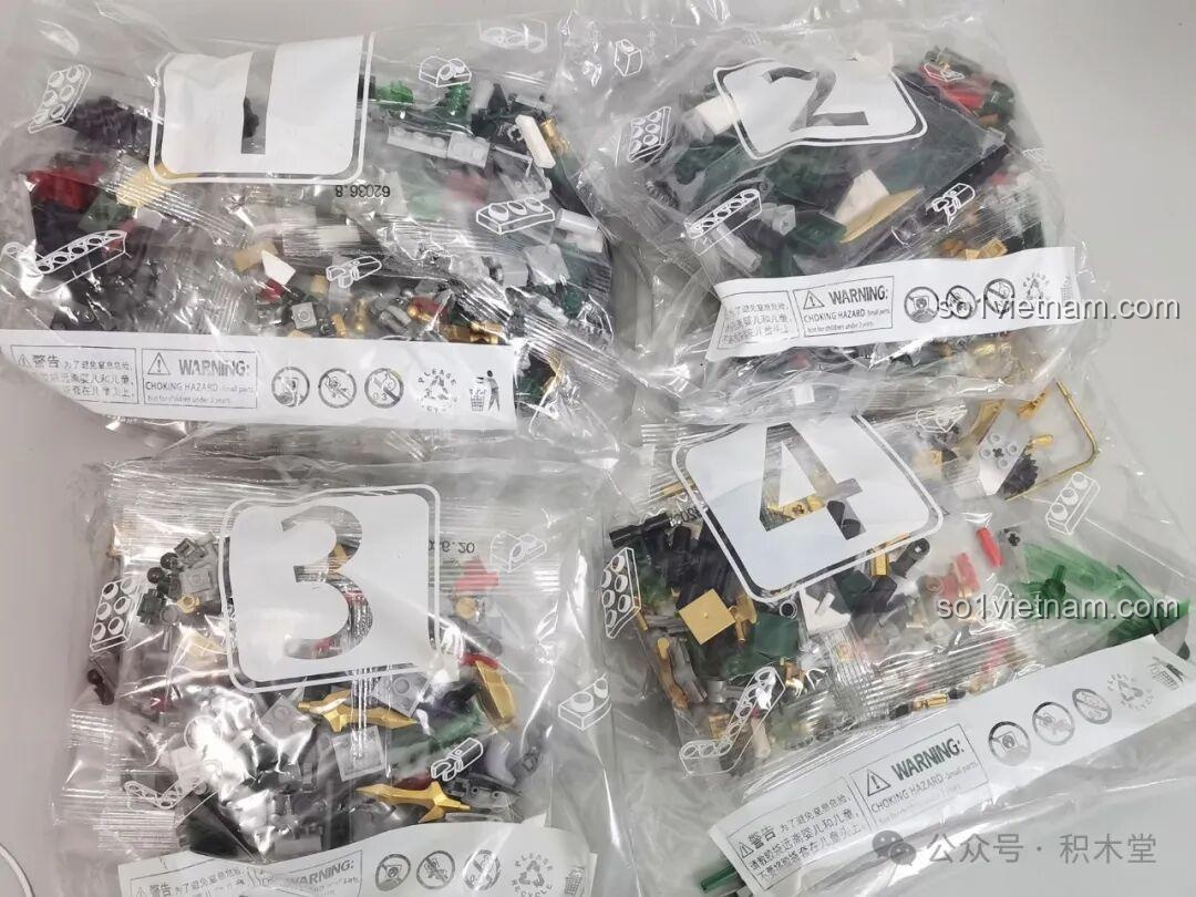 Các túi chi tiết số 1 của bộ lắp ráp Thanh Long Quan Vũ Bán Cơ Khí Giáp 62036.