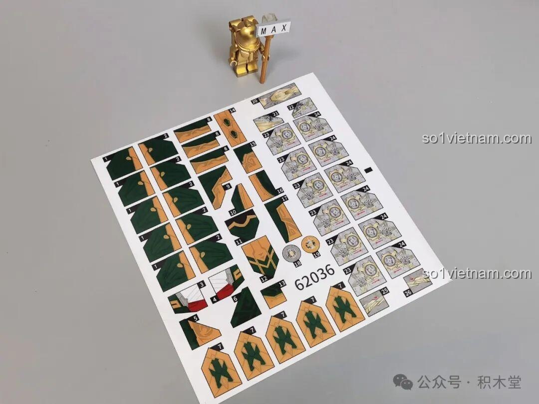 Các túi chi tiết số 4 của bộ lắp ráp Thanh Long Quan Vũ Bán Cơ Khí Giáp 62036.