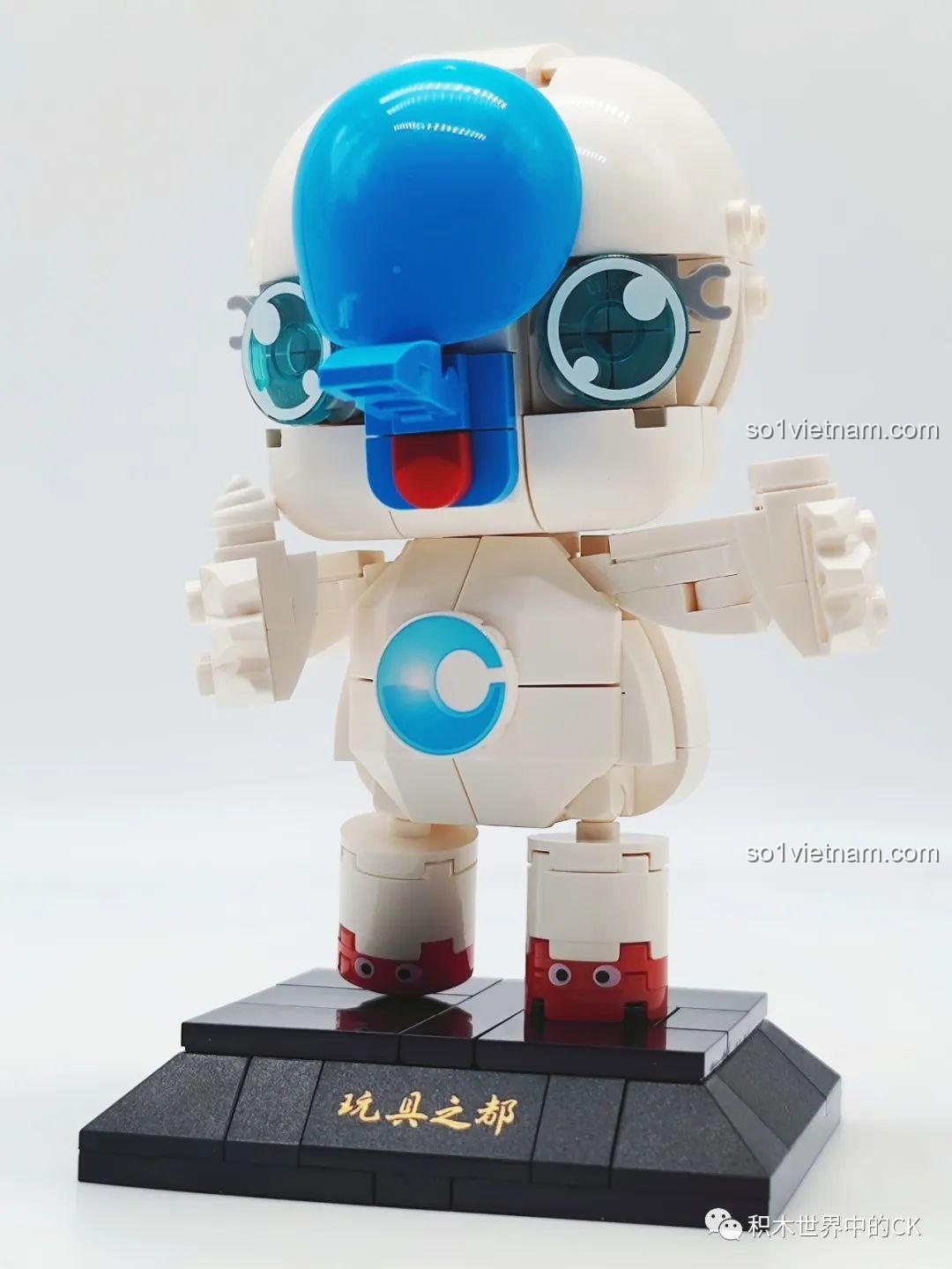 Mô hình linh vật Teng Teng Gobricks GDS998 hoàn thiện nhìn từ phía trước, với đôi mắt to tròn và vẻ ngoài đáng yêu.