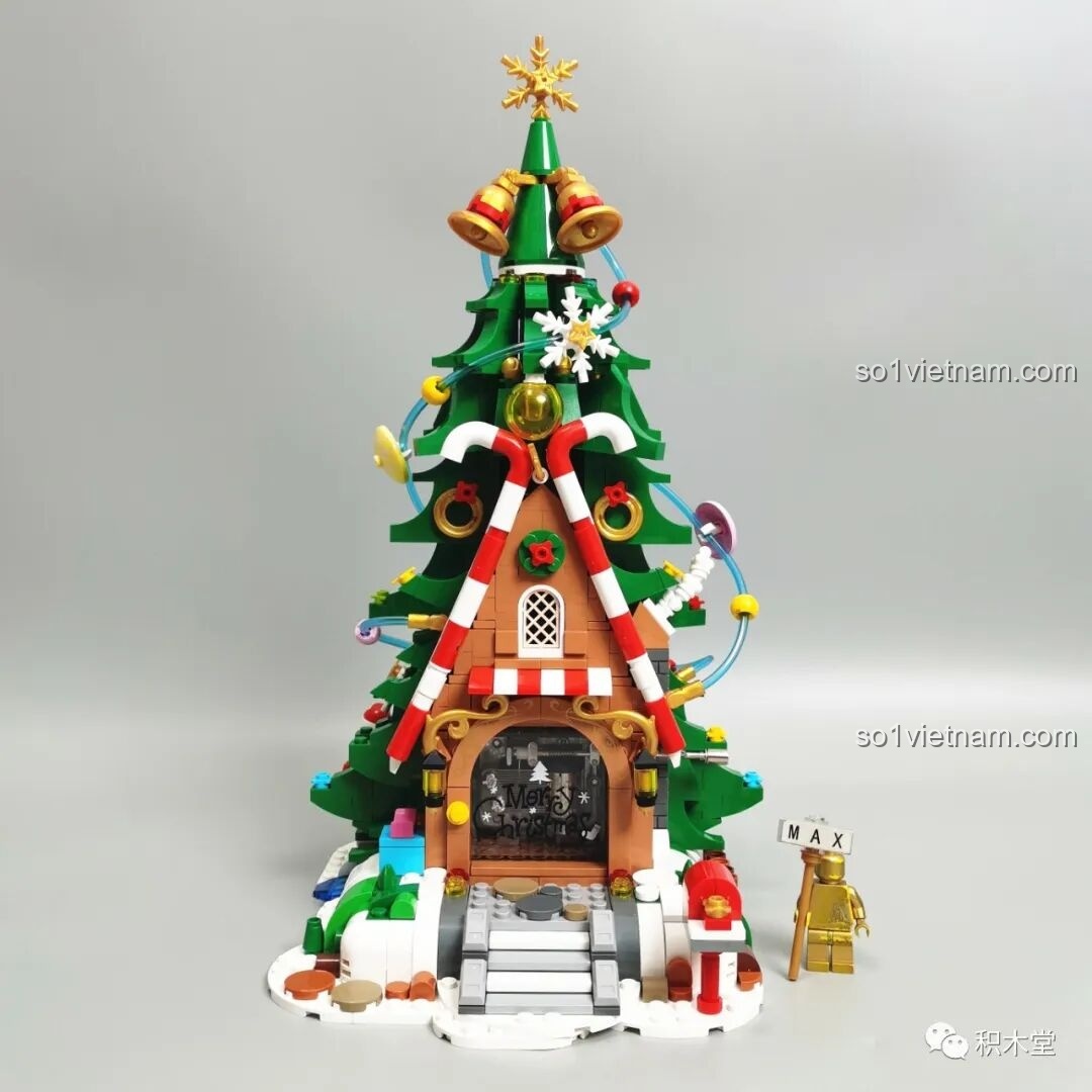 Mô hình Hộp Nhạc Ngôi Nhà Cây Yêu Tinh Giáng Sinh JAKI JK5128 hoàn chỉnh, đầy màu sắc và chi tiết.