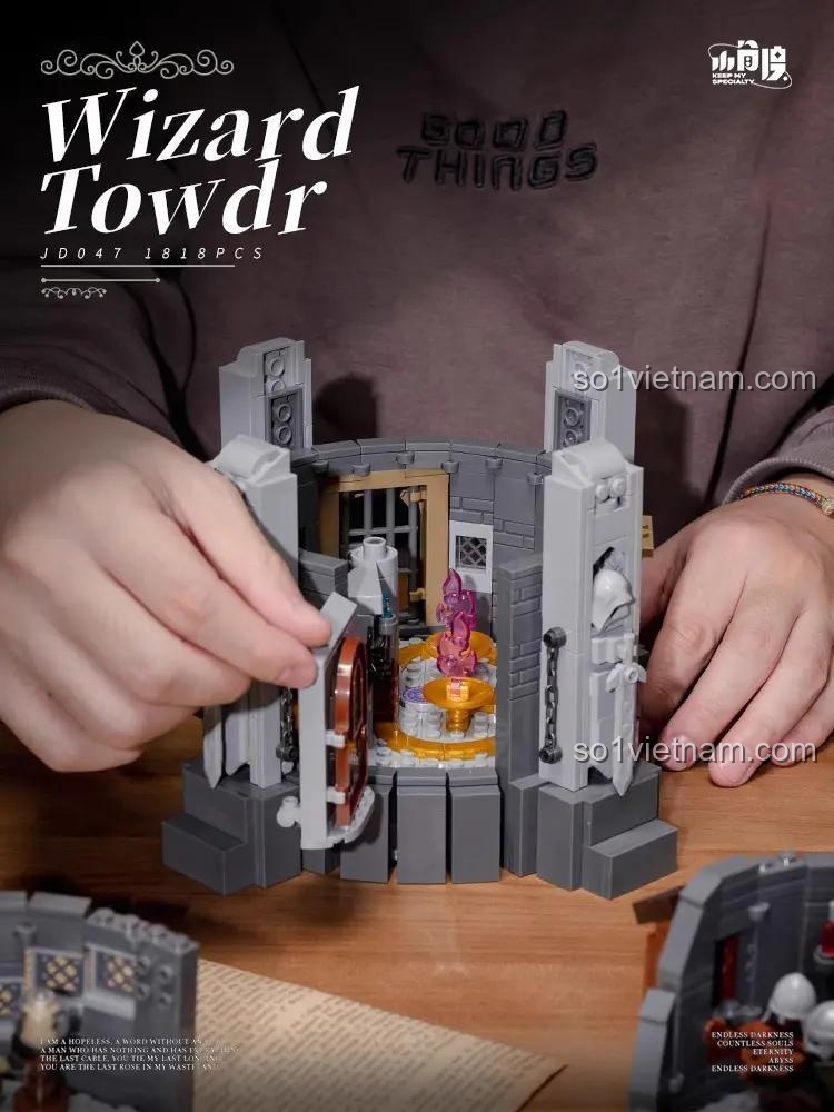 Bên trong Tháp Pháp Sư Trung Cổ JD047 1818 mảnh ghép, đồ chơi xây dựng cho bé 14 tuổi, Tương thích LEGO®