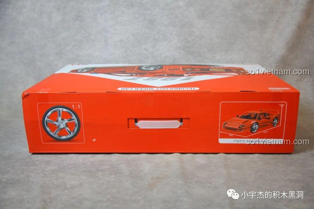 Thiết kế cạnh hộp CBOX X 001 Siêu xe thể thao F40 có quai xách bằng nhựa màu trắng, tiện lợi cho việc di chuyển và làm quà tặng.