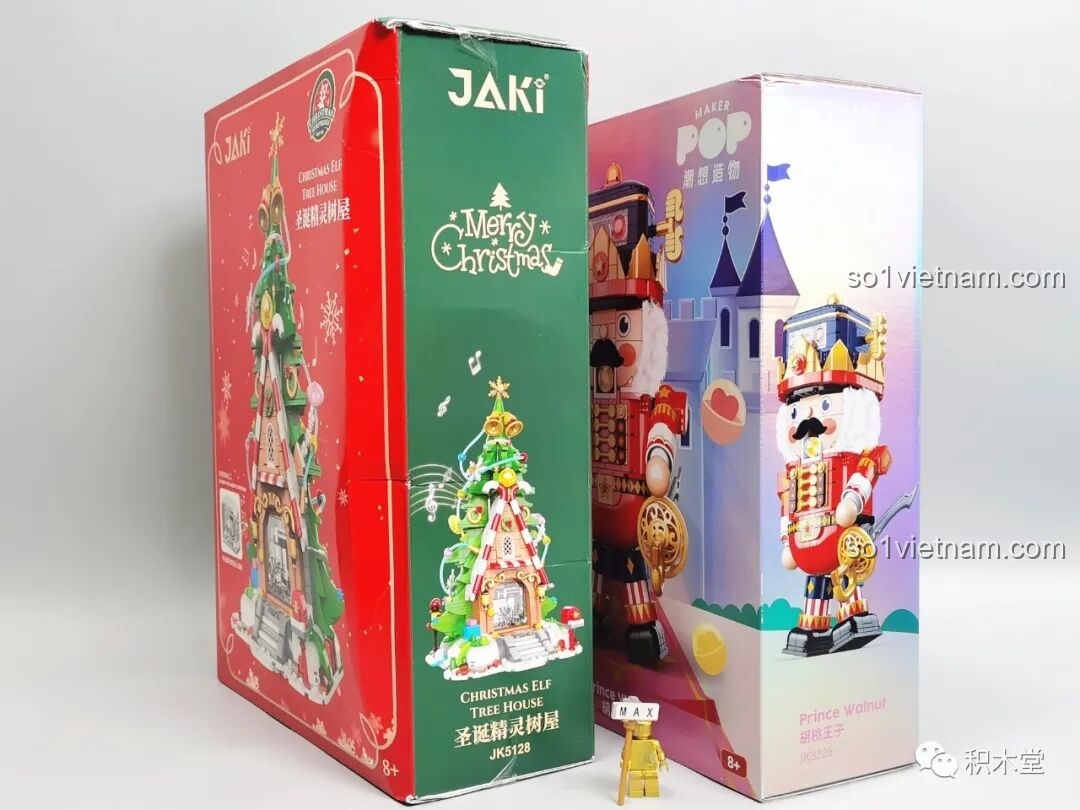 Thiết kế cạnh hộp của bộ lắp ráp JAKI JK5128 và JK8225, hiển thị các chi tiết và tính năng của sản phẩm.