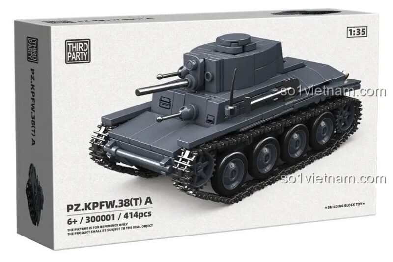 Hộp bộ lắp ghép Third Party 300001 Xe tăng hạng nhẹ 38T-A, đồ chơi mô hình xe tăng Thế chiến II 38T-A cho bé trai 6 tuổi, giá rẻ