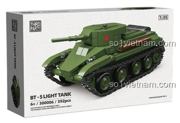 Hộp bộ lắp ghép Xe tăng hạng nhẹ BT-5 Third Party 300006, 392 mảnh, quà tặng sinh nhật cho bé trai 6 tuổi