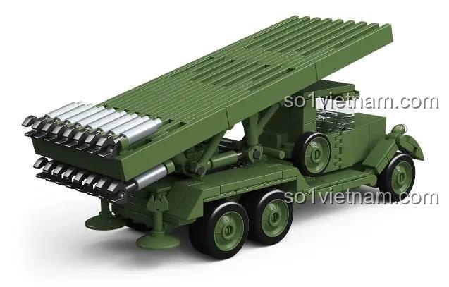 Hệ thống phóng rocket của bộ xếp hình Pháo phản lực Katyusha 0008, đồ chơi lắp ráp ThirdParty, mô hình quân sự chi tiết, cho bé trai 6 tuổi, giá bình dân