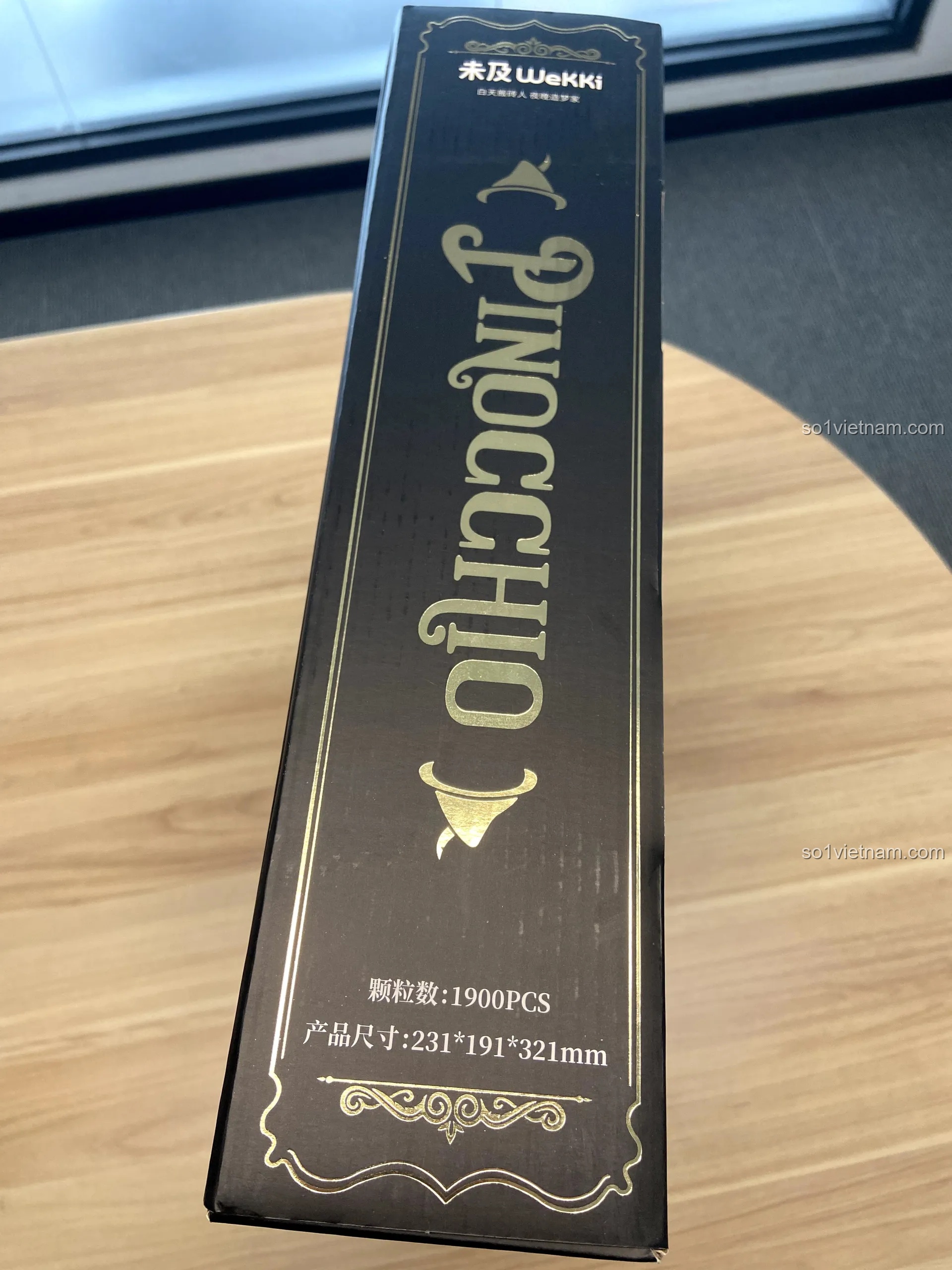 Thông tin kích thước và số lượng mảnh ghép (1900+ PCS) của bộ lắp ghép Wekki 506186 Pinocchio.