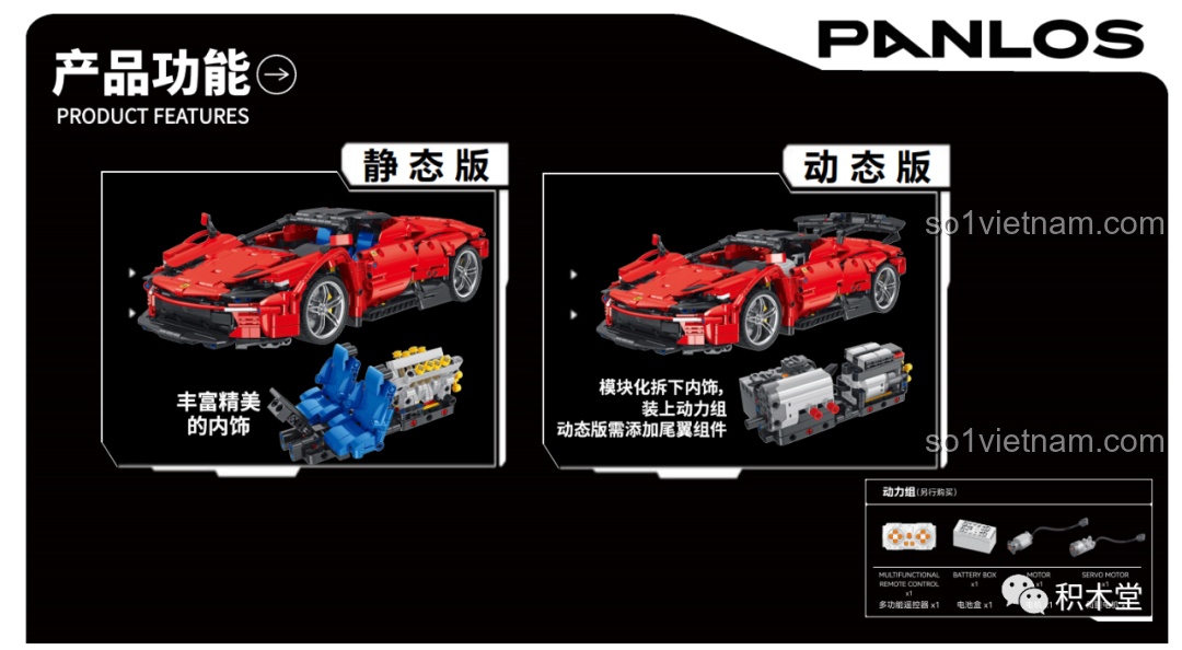 Hình ảnh so sánh tính năng của phiên bản tĩnh và phiên bản động của bộ Panlos Brick 673006.