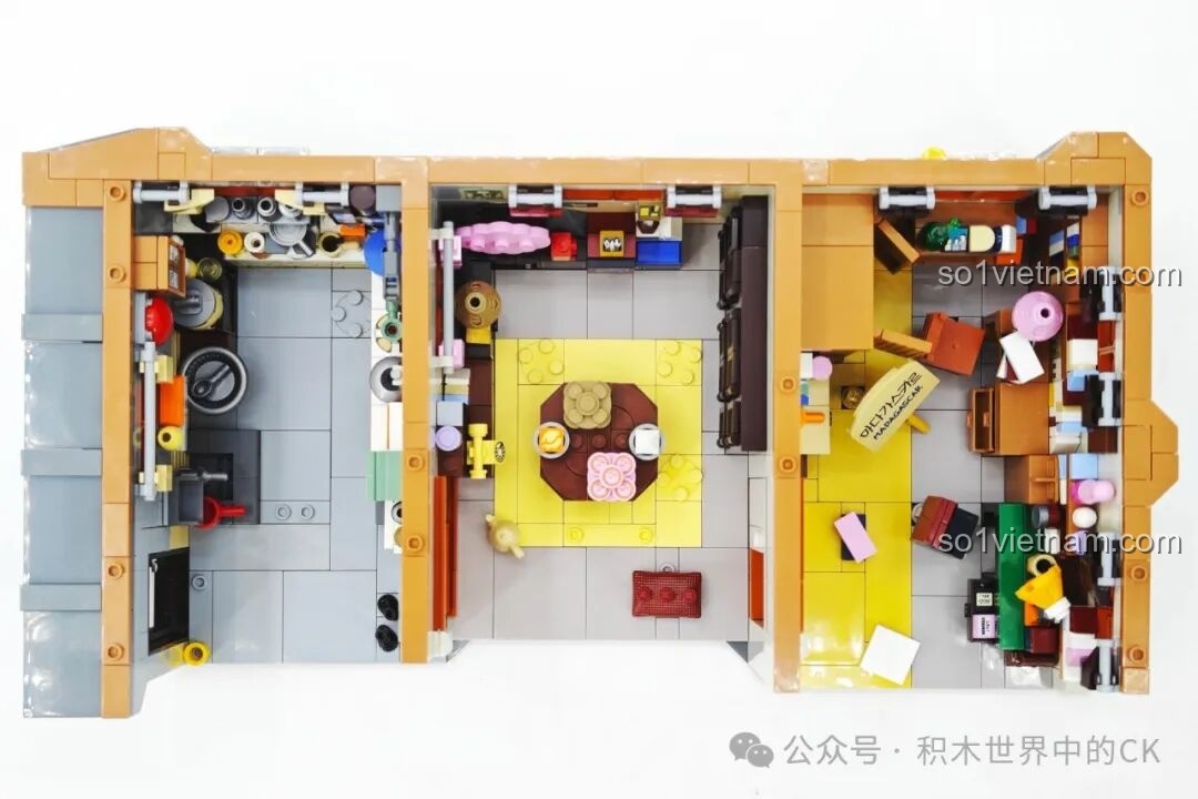 Ảnh chụp toàn cảnh mô hình nhà Deok-sun nhìn từ trên xuống, bố cục các phòng được sắp xếp hợp lý và chi tiết.