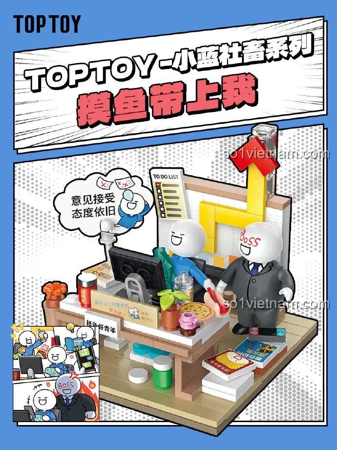 TOP TOY 16007 Bộ lắp ghép Mô hình văn phòng hài hước Tiểu Lam Xã Hội Chủ Nghĩa, 200+ chi tiết, 2 minifigures, cho bé 8 tuổi