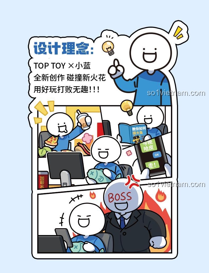 TOP TOY 16007 Bộ lắp ghép Mô hình văn phòng hài hước Tiểu Lam Xã Hội Chủ Nghĩa, 200+ chi tiết, 2 minifigures, cho bé 8 tuổi