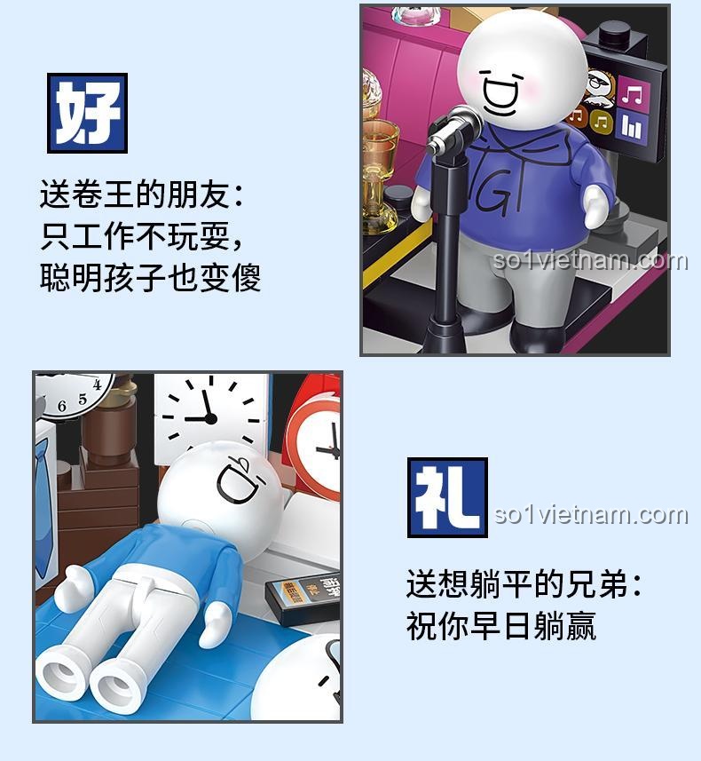 TOP TOY 16007 Bộ lắp ghép Mô hình văn phòng hài hước Tiểu Lam Xã Hội Chủ Nghĩa, 200+ chi tiết, 2 minifigures, cho bé 8 tuổi