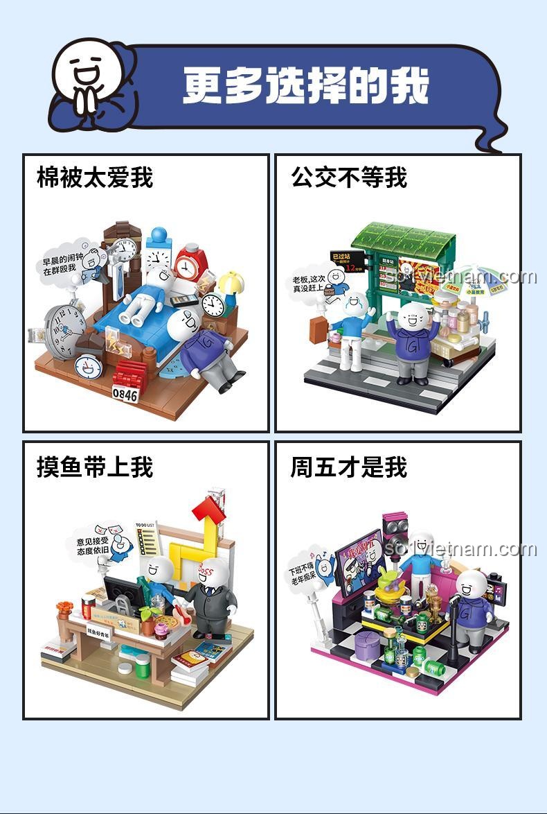 TOP TOY 16007 Bộ lắp ghép Mô hình văn phòng hài hước Tiểu Lam Xã Hội Chủ Nghĩa, 200+ chi tiết, 2 minifigures, cho bé 8 tuổi