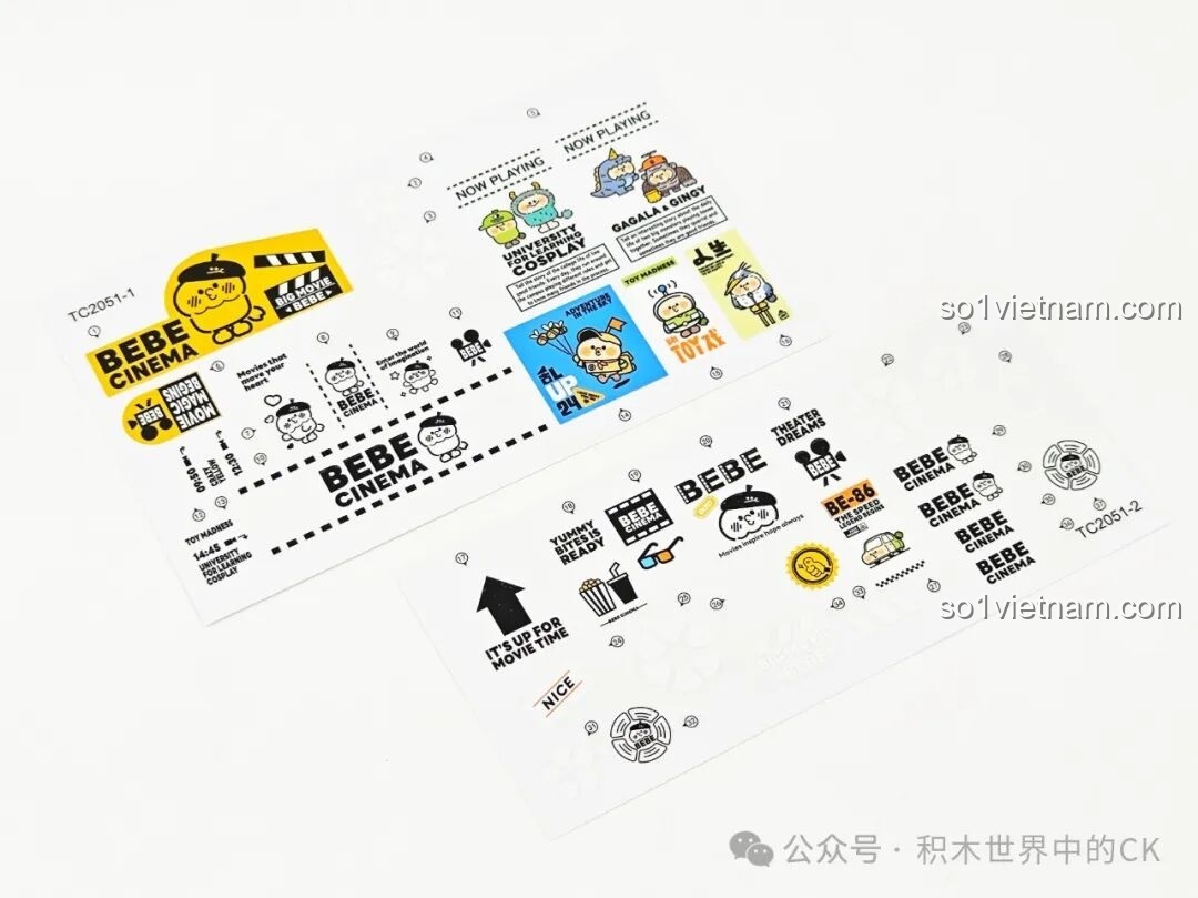 Các sticker trang trí cho bộ Rạp chiếu phim TOP TOY BEBE City Corner TC2051