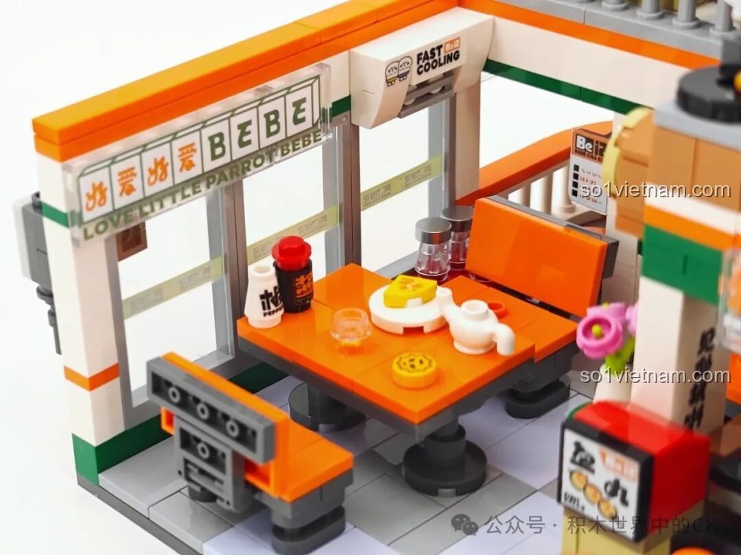 Ba mô hình Rạp chiếu phim, Quán trà sữa, Xưởng thủ công của TOP TOY BEBE City Corner ghép lại