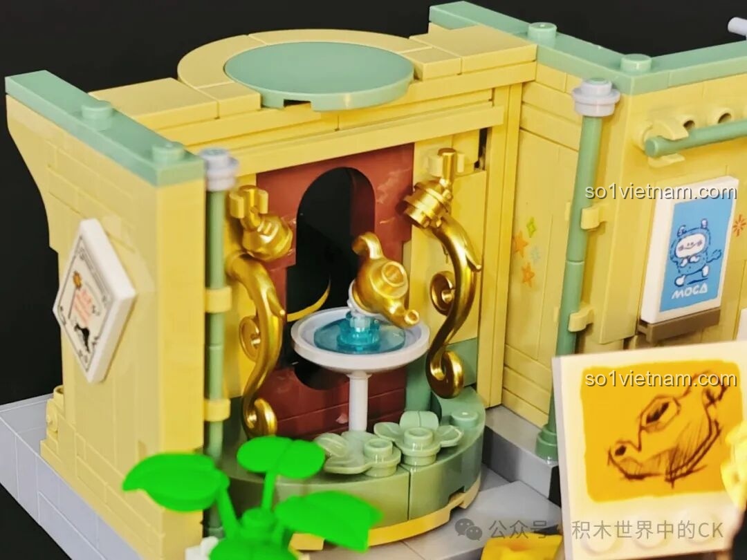 Chi tiết nội thất Thư viện Kỳ ảo của Học viện Phép thuật BEBE Vẹt Con, với Vẹt con BEBE và bạn lông xù đang đọc sách.