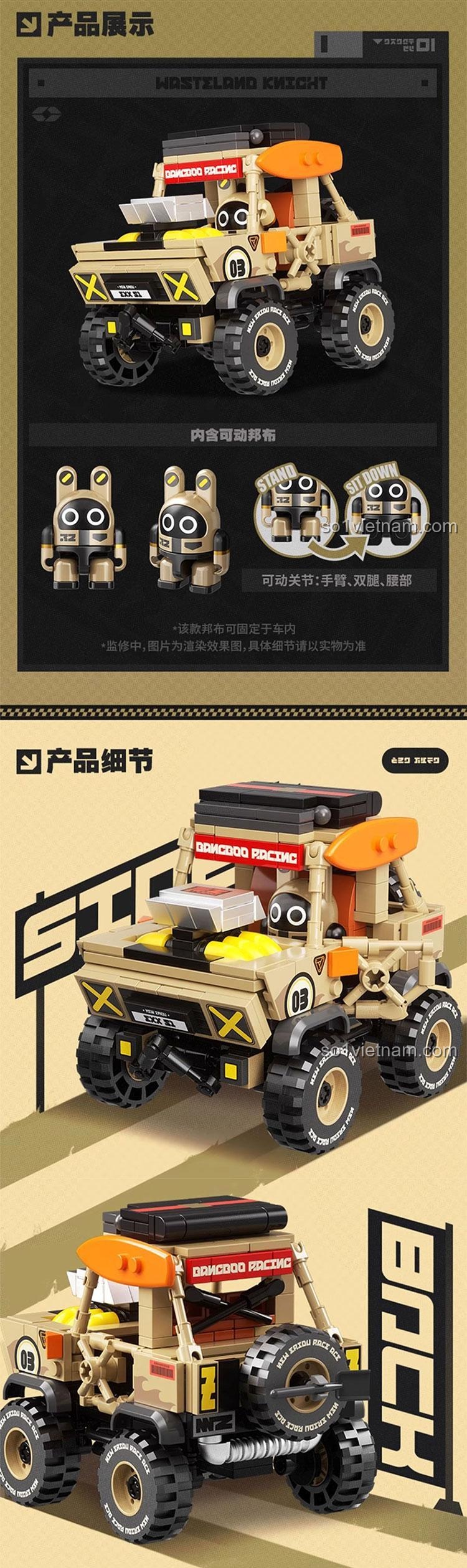 Đồ chơi mô hình Xe địa hình Bangboo, figure Bangboo có khớp cử động linh hoạt, đồ chơi xây dựng cho con trai 8 tuổi