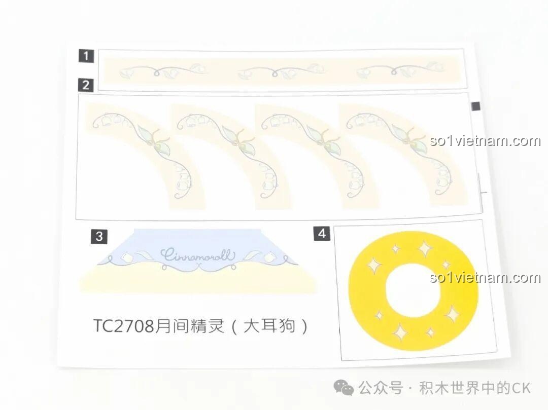 Tờ sticker trang trí cho bộ lắp ráp TOP TOY Sanrio Secret Garden Cinnamoroll