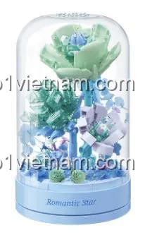 Mô hình hộp nhạc hoa TC1115 hoàn chỉnh với lồng kính chống bụi, một sản phẩm đồ chơi trang trí tinh xảo.