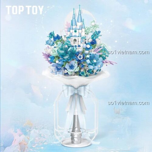 bộ lắp ghép TOP TOY TC1125 Bó Hoa Lâu Đài Ánh Trăng đã lắp ráp hoàn chỉnh, màu xanh dương trắng tím tinh tế