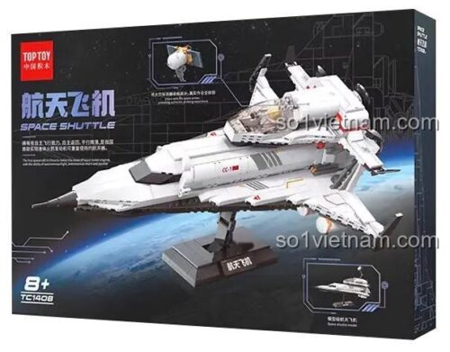 Hộp bộ lắp ráp TOP TOY TC1408 Tàu Con Thoi, 700 mảnh ghép, đồ chơi sáng tạo cho bé trai đam mê không gian.