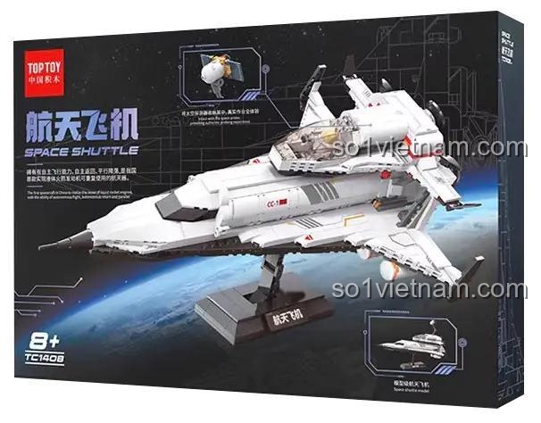 Hộp bộ lắp ráp TOP TOY TC1408 Tàu Con Thoi, 700 mảnh ghép, đồ chơi sáng tạo cho bé trai đam mê không gian.
