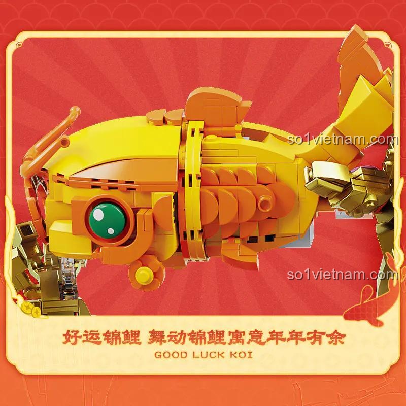Mô hình cá chép hóa rồng trên bộ lắp ghép Đại Lực Chiêu Tài TC1830 của TOP TOY