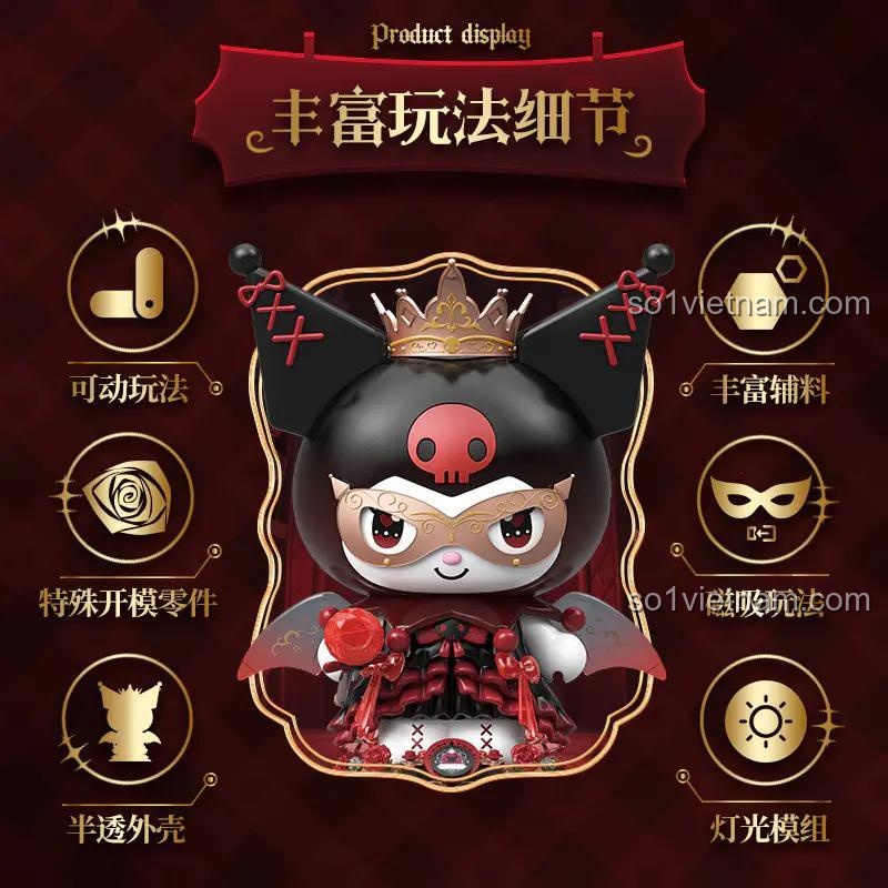 bộ xếp hình Kuromi Lâu Đài Đêm TOP TOY TC1833 tính năng đặc biệt, có đèn LED, mặt nạ nam châm, đồ chơi cho con gái 15 tuổi