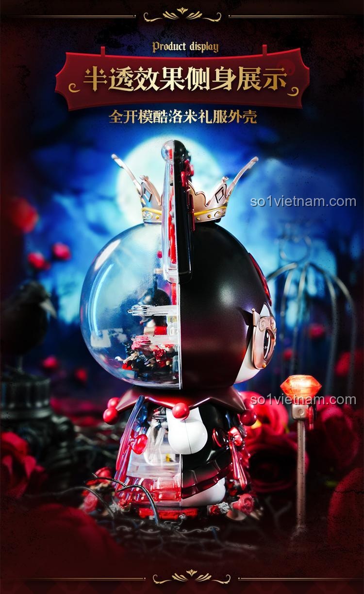 bộ xếp hình Kuromi Lâu Đài Đêm TOP TOY TC1833 vỏ bán trong suốt, chi tiết tinh xảo, đồ chơi cho con gái 15 tuổi