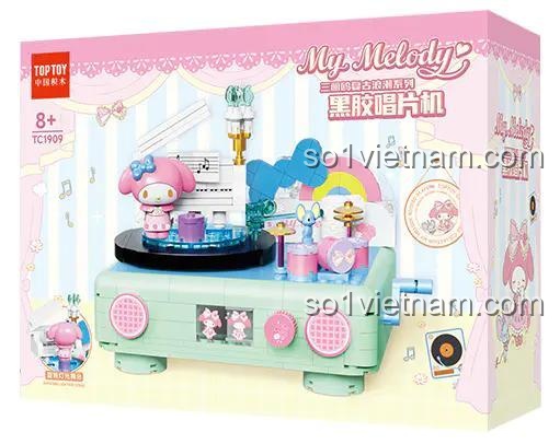 Hộp bộ lắp ghép TOP TOY TC1909 Máy hát đĩa than My Melody, đồ chơi xếp hình retro cho bé gái 8 tuổi, giá tốt