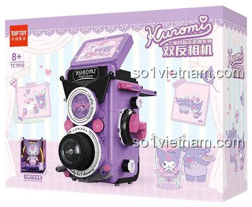 Hộp bộ lắp ghép Máy ảnh phản xạ kép Kuromi TOP TOY TC1910, thiết kế Sanrio độc quyền, đồ chơi cho bé gái 8 tuổi, giá rẻ