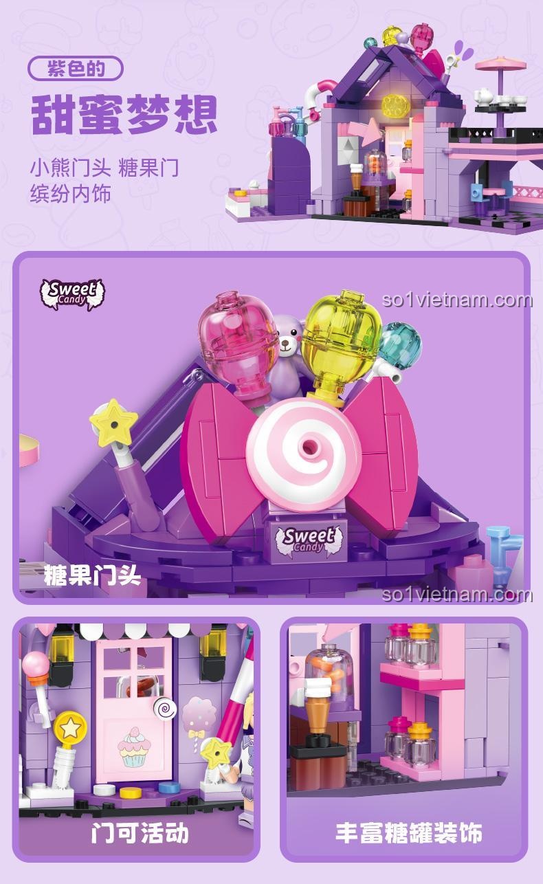 MINI siêu thế giới TOP TOY, đồ chơi xây dựng Ngôi Nhà Kẹo Mút và tiệm bánh