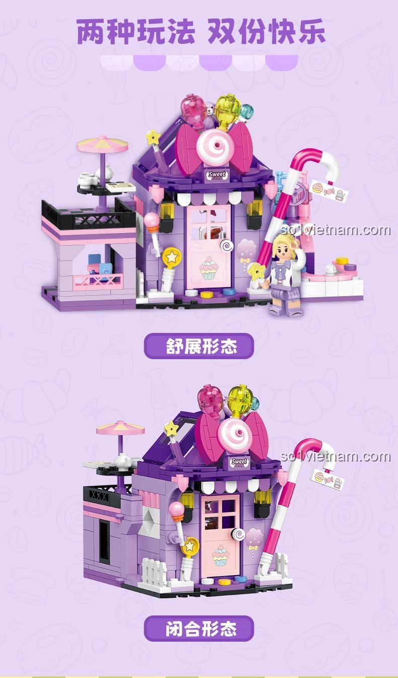 bộ lắp ghép TOP TOY TC2012 Ngôi Nhà Kẹo Mút, đồ chơi mô hình Cửa Hàng Kẹo Ngọt cho bé gái 6 tuổi, giá tốt