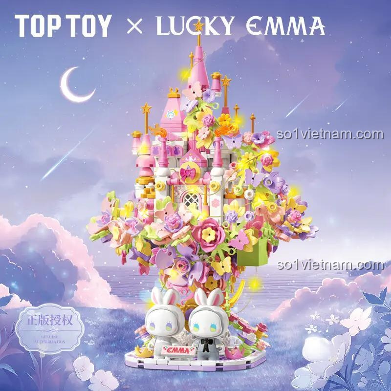 bộ lắp ghép Lâu đài Rừng Bí mật, bộ xếp hình Lâu đài hoa TC 2025, mô hình lâu đài EMMA với hai nhân vật thỏ dễ thương, chi tiết tinh xảo, dành cho con gái 8 tuổi, giá bình dân