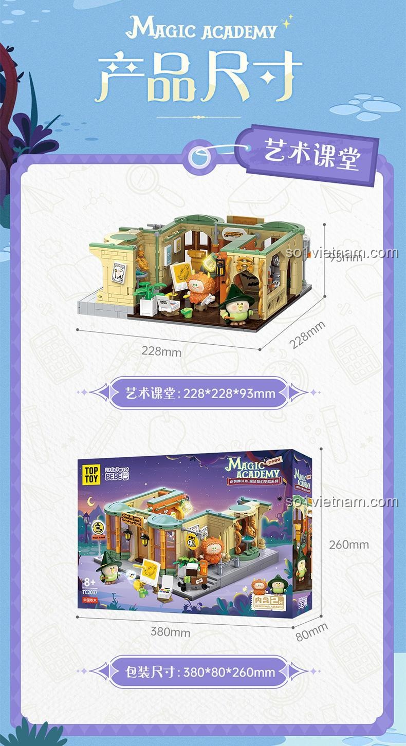 Học viện Nghệ thuật Phép thuật TOP TOY, Trường học Phép thuật BEBE TC 2037, kích thước mô hình lớp học nghệ thuật, đồ chơi cho bé 8 tuổi, giá tốt.