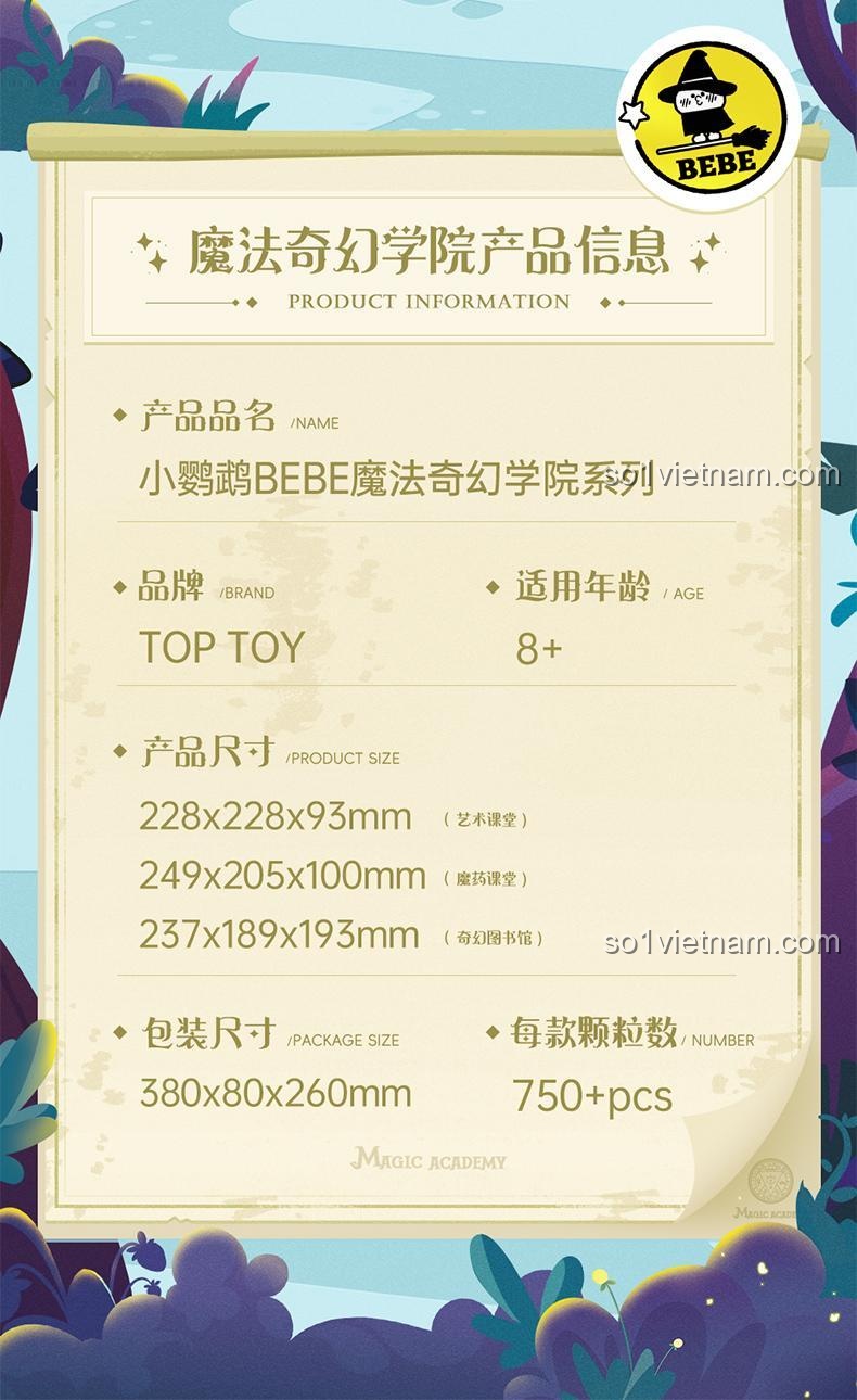 Quảng cáo bộ lắp ghép Học Viện Phép Thuật BEBE TOP TOY, giới thiệu series đồ chơi mô hình phép thuật