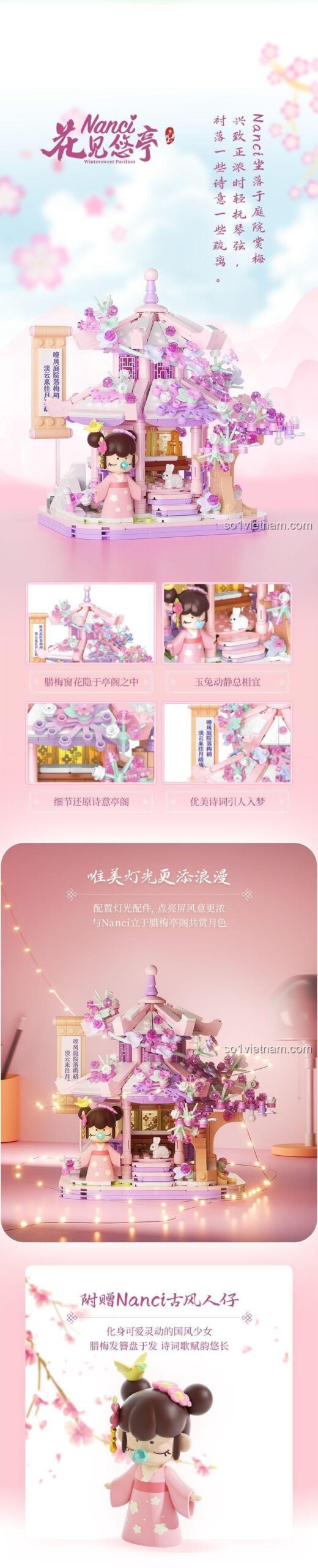 Mô hình Nanci Hoa Gặp Ý Thơ Vườn Hoa An Nhàn TOP TOY TC2041 với búp bê Nanci