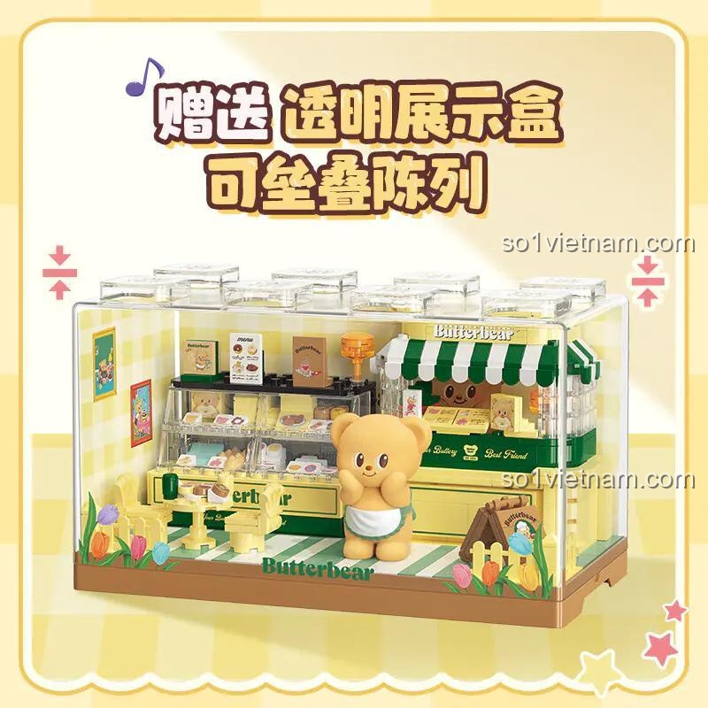 Bộ đồ chơi Tiệm bánh ngọt Gấu Bơ TOP TOY TC2057 với hộp trưng bày trong suốt có thể xếp chồng, đồ chơi mô hình giá tốt